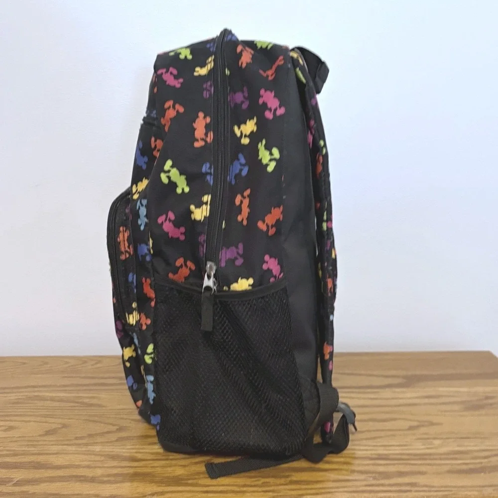 Walt Disney World Mickey Mouse Rainbow‎ Silhouette Black Canvas Backpack Bag